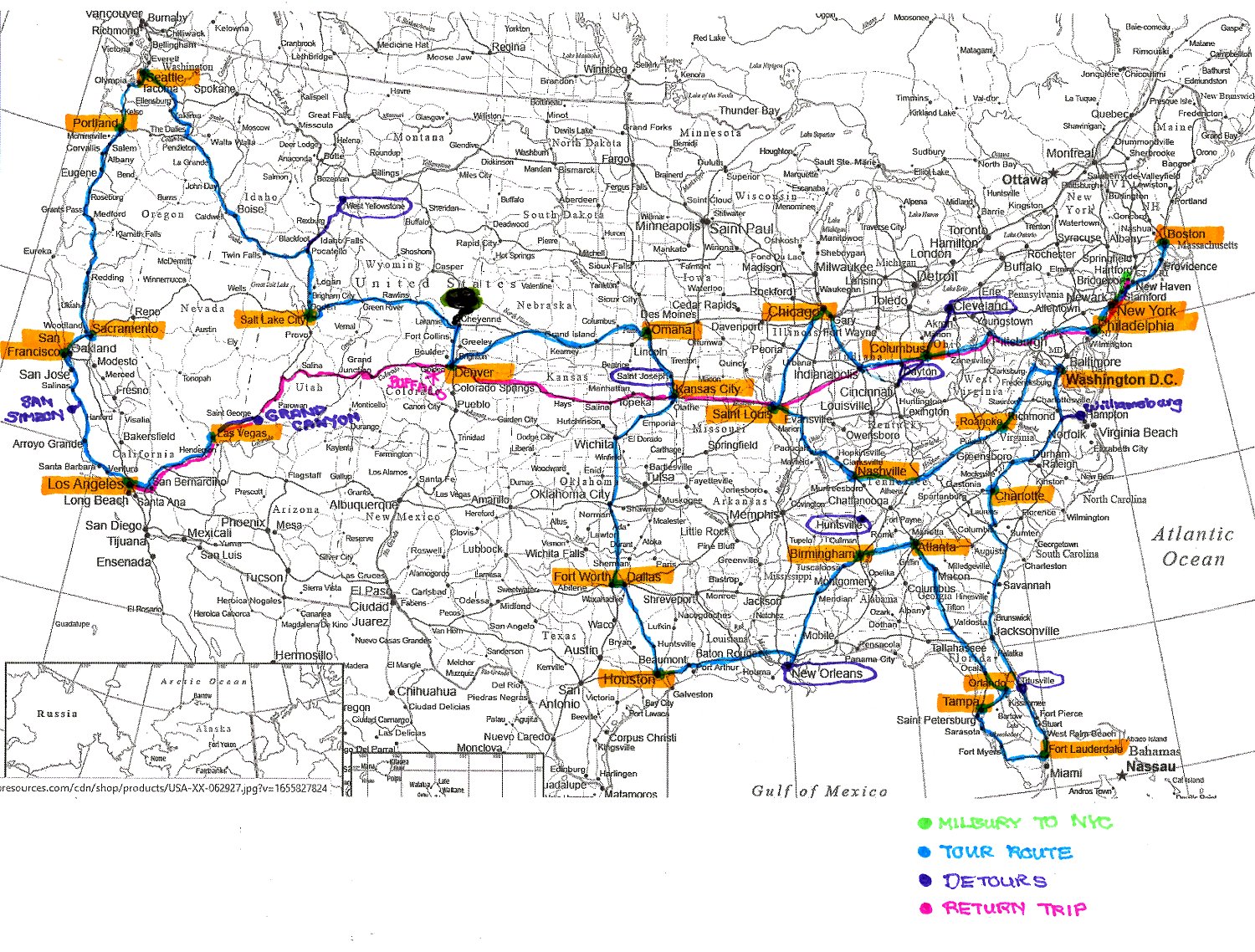 Wayfarers Tour Map